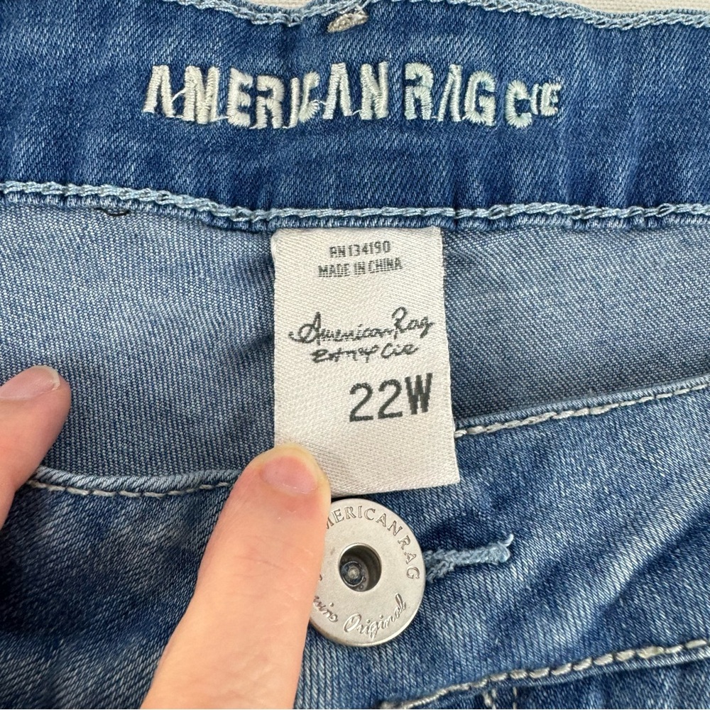 American Rag Medium Wash Distressed High Waist Jeans 22W - Picture 4 of 13